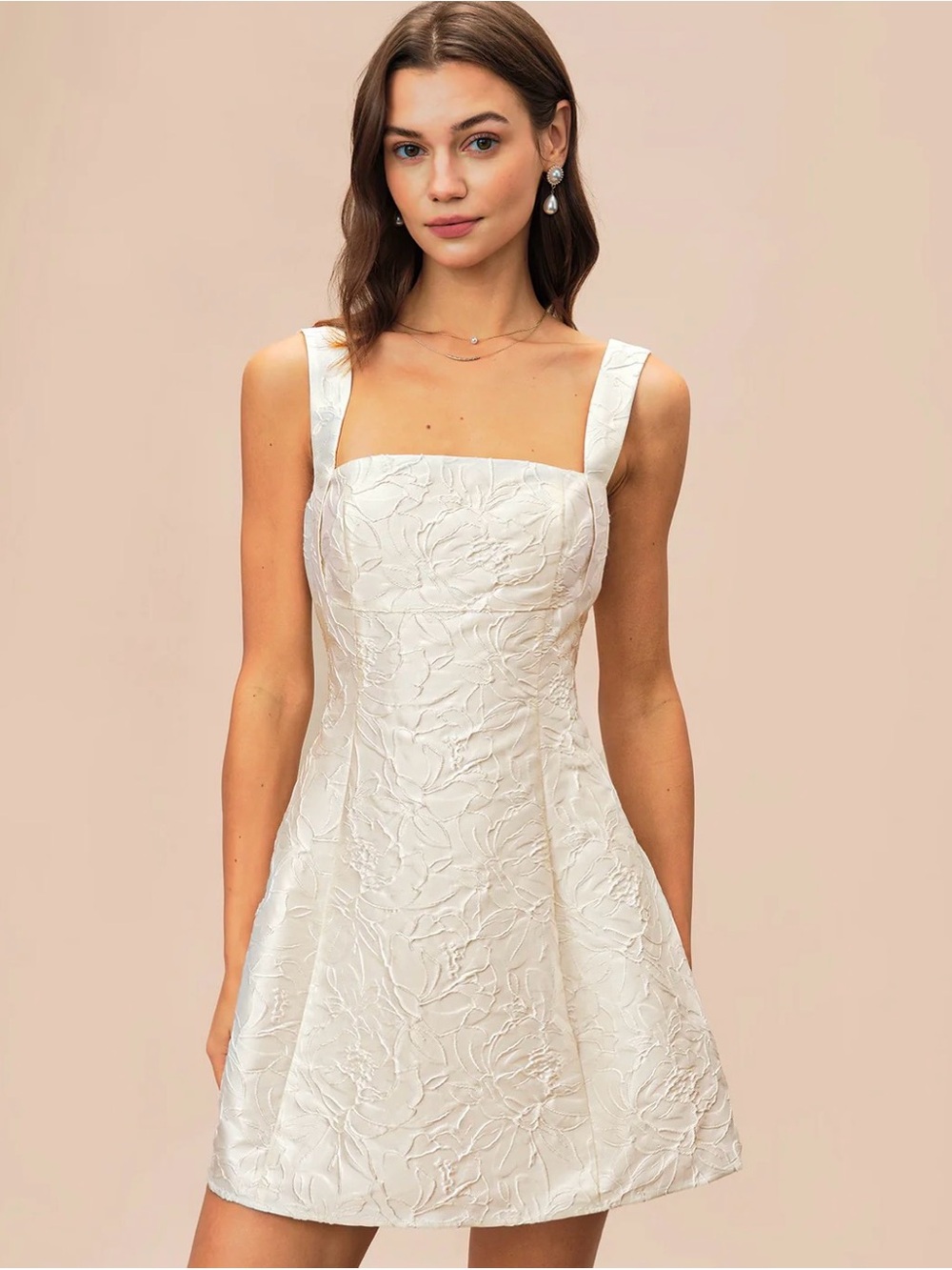 White Jacquard Mini Dress